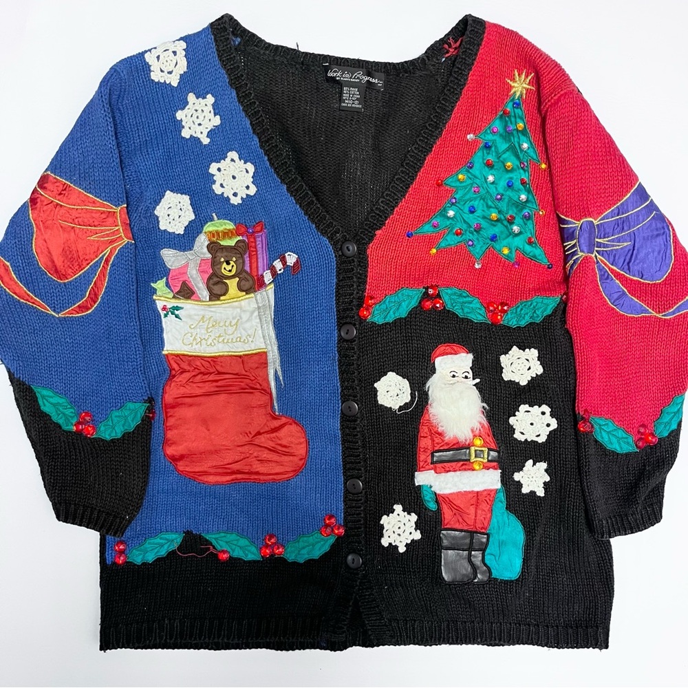 Vintage Christmas Cardigan Sweater Size Medium (10/12)